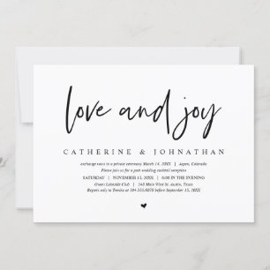 Hochzeits-Elopement, Modern Minimalist, Liebe und  Einladung