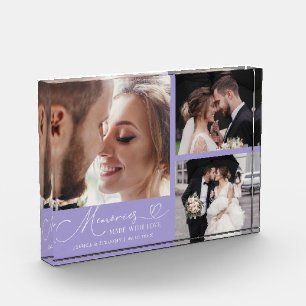 Hochzeits-Erinnerungen mit Liebe gemacht Flieder Fotoblock