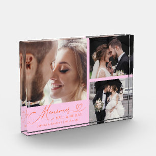 Hochzeits Erinnerungen mit Liebe Orange Pink Fotoblock