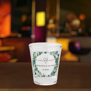 Hochzeits-Eukalyptus-Kranz Herr Frau Schnapsglas