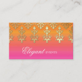 Hochzeits-Event-Planer-indische Damast-Rosa-Orange Visitenkarte