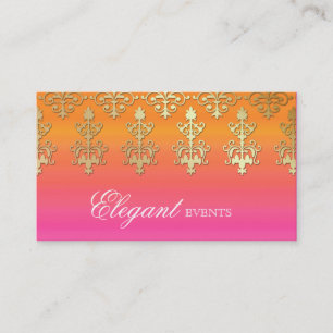 Hochzeits-Event-Planer-indische Damast-Rosa-Orange Visitenkarte