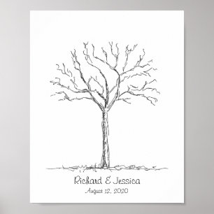 Hochzeits-Fingerabdruckbaum, individuelles Gästebu Poster