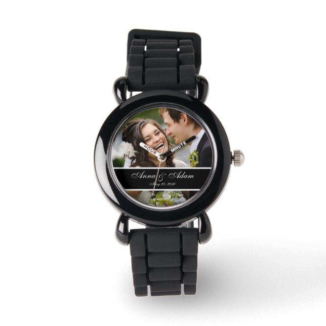 Hochzeits-Foto-Andenken Armbanduhr (Vorderseite)