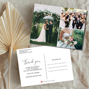 Hochzeits-Foto-Collage-Dankeschön-Postkarte Postkarte