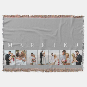 Hochzeits-Foto-Collage VERHEIRATET Grau 7 Bilder Decke