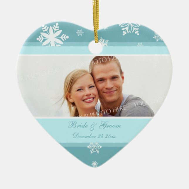 Hochzeits-Foto-Weihnachtsverzierung Keramik Ornament (Vorne)