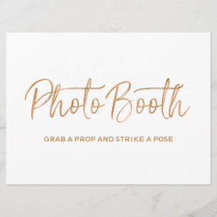Hochzeits "Fotobooth" Schild   Stilvoll Gold Rose Einladung