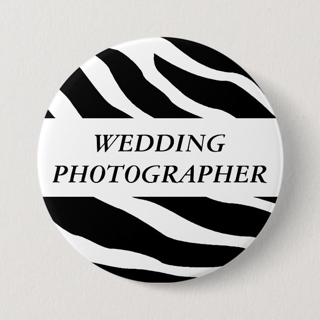 Hochzeits-Fotografzebra-Hochzeits-Knopf Button (Vorderseite)