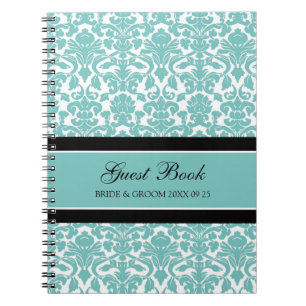 Hochzeits-Gast-Buch-aquamarines Damast-Notizbuch Notizblock