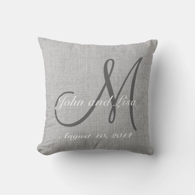 Hochzeits-Geschenk-Monogramm-kundenspezifisches Kissen (Vorderseite)