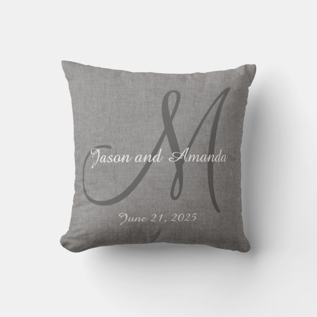 Hochzeits-Geschenk-Monogramm-kundenspezifisches Kissen (Vorderseite)