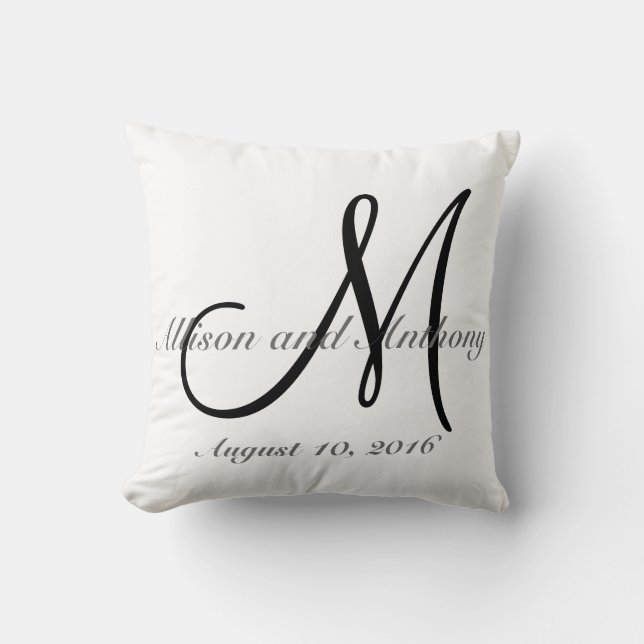 Hochzeits-Geschenk-Monogramm-kundenspezifisches Kissen (Vorderseite)