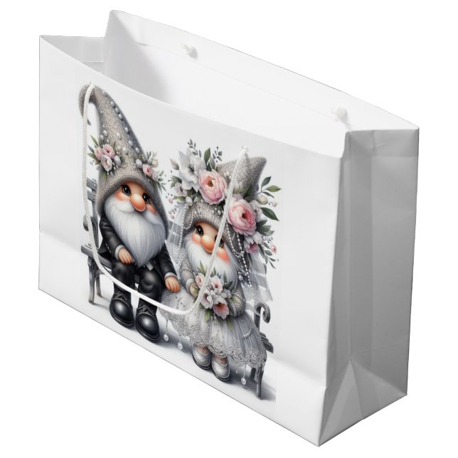 Hochzeits-Gnom Große Geschenktüte (Vorderseite Schrägansicht)