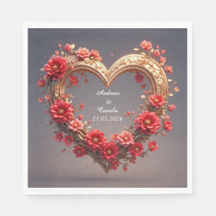 Hochzeits-Golden-Heart-Rahmen Serviette