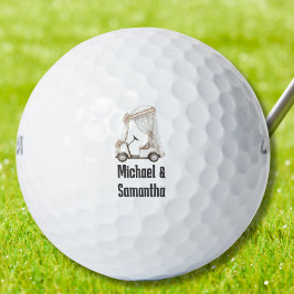 Hochzeits-Golfwagen Süße Braut Bräutigam Monogramm Golfball