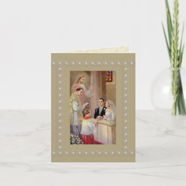 Hochzeits-Heirat-Braut-Bräutigam-Jesus-Priester Karte (Vorderseite)