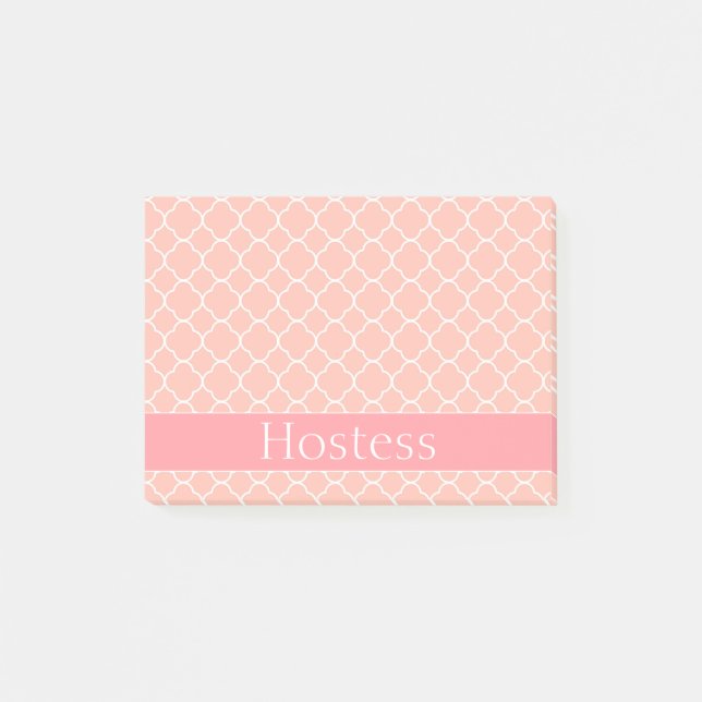 Hochzeits-Hostessen-Rosa und Weiß Post-it Klebezettel (Vorderseite)