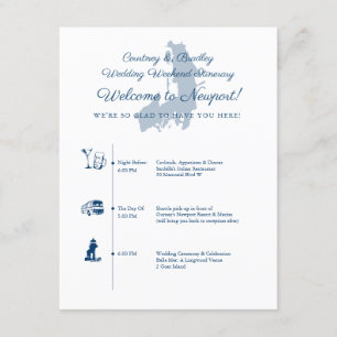 Hochzeits-Itinerary Newport RI Zeitplan Begleitkarte