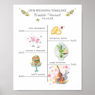 Hochzeits-Itinerary-Zeitplan-Willkommensschild Poster