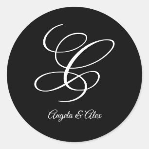Hochzeits-Kalligrafie Fancy-Letter C-Monogramm Runder Aufkleber