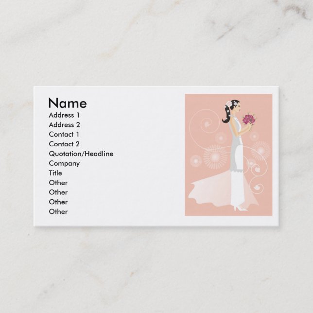 Hochzeits-Kleid oder BrautButike-Geschäfts-Karte Visitenkarte (Vorderseite)