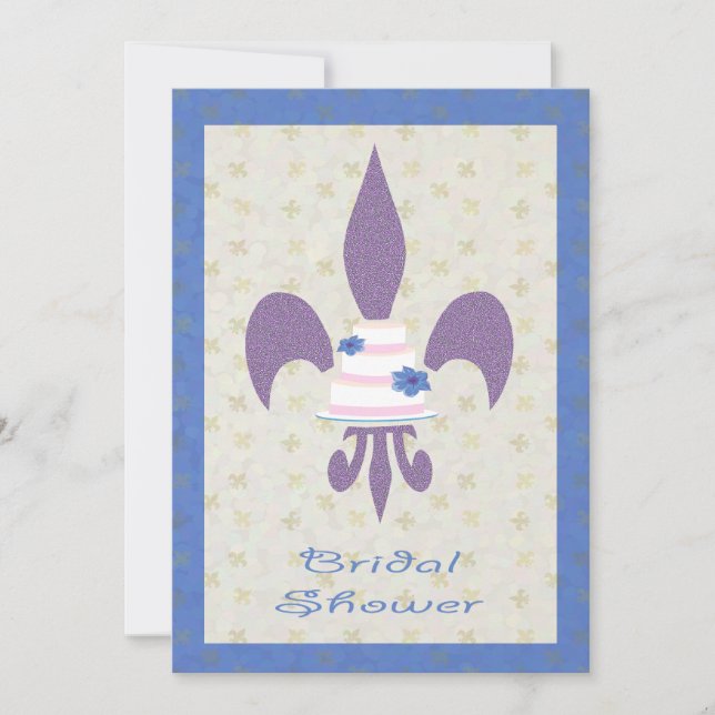 Hochzeits-Kuchen-Brautparty-Einladung Fleur de Lys Einladung (Vorderseite)
