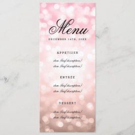 Hochzeits-Menü-Rose erröten rosa Glitzer-Lichter Menükarte