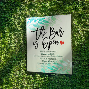 Hochzeits-Menükarte für Getränke 'The Bar is Open' Poster