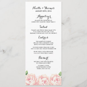 Hochzeits-Menükarten mit Vintage-Rosen Menükarte