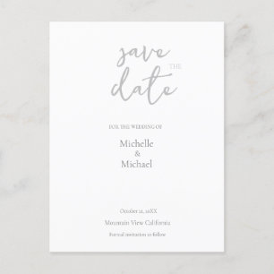 Hochzeits-Moderne-Save-the-Date-Kalligrafie-Schrif Ankündigungspostkarte