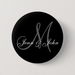 Hochzeits-Monogramm-Braut-Bräutigam nennt Button