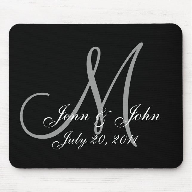 Hochzeits-Monogramm-Braut-Bräutigam nennt Mousepad (Vorne)
