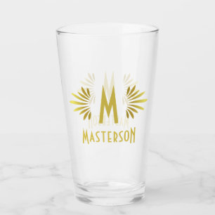 Hochzeits-Monogramm-Familienname-Kunst-Deko-Gold Glas
