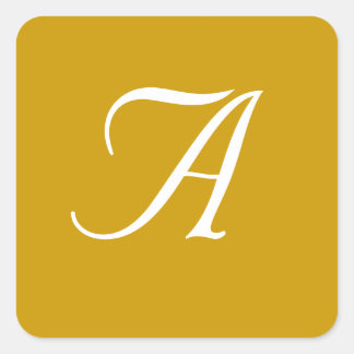 Hochzeits-Monogramm-Goldweißes Quadrat-Aufkleber Quadratischer Aufkleber