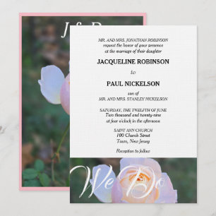 Hochzeits-Monogramm Pastellrosa Rose  Einladung
