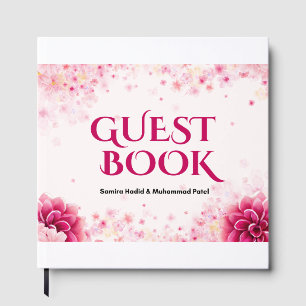 Hochzeits-Monogramm-Plakat – Rosa florale Initiale Gästebuch