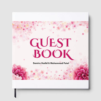 Hochzeits-Monogramm-Plakat – Rosa florale Initiale Gästebuch