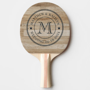 Hochzeits-Monogramm-Stern aus heller Esche Tischtennis Schläger