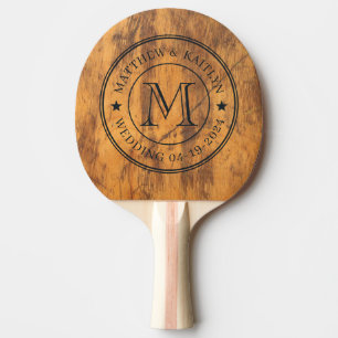 Hochzeits-Monogramm-Stern für den Hackklotz Tischtennis Schläger