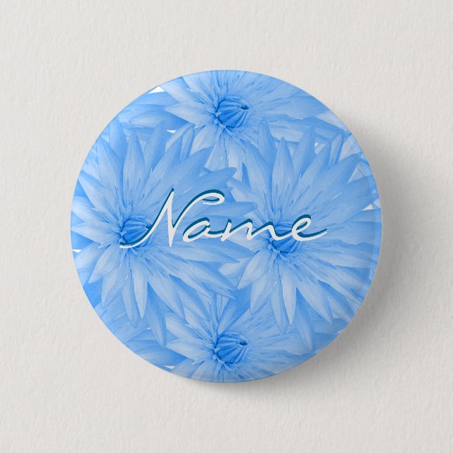 Hochzeits-Namensschilder - kundengerechtes Blau Button (Vorderseite)