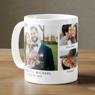 Hochzeits-Neuvermählte-Liebesgeschichte-Zeitstrahl Kaffeetasse