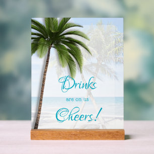 Hochzeits-Open-Bar-Palmen-Acryl-Schild Acrylschild