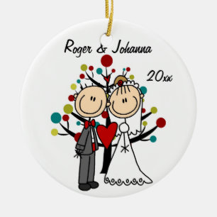 Hochzeits-Paar-1. Weihnachtspersonalisierte Keramik Ornament