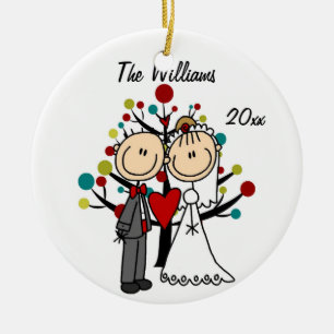 Hochzeits-Paar-1. Weihnachtspersonalisierte Keramik Ornament