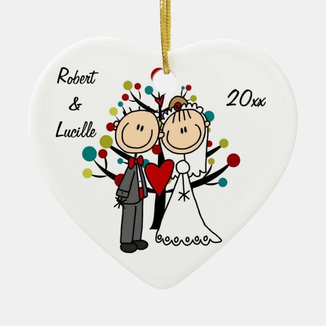 Hochzeits-Paar-1. Weihnachtspersonalisierte Keramikornament (Vorne)