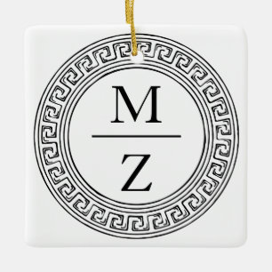 Hochzeits-Paar-Initialen mit griechischem Schlüsse Keramikornament