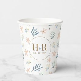 Hochzeits-Papierbecher mit Wildblumenmuster und In Pappbecher