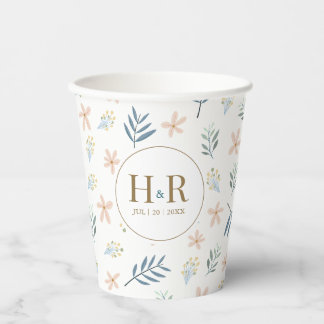 Hochzeits-Papierbecher mit Wildblumenmuster und In Pappbecher