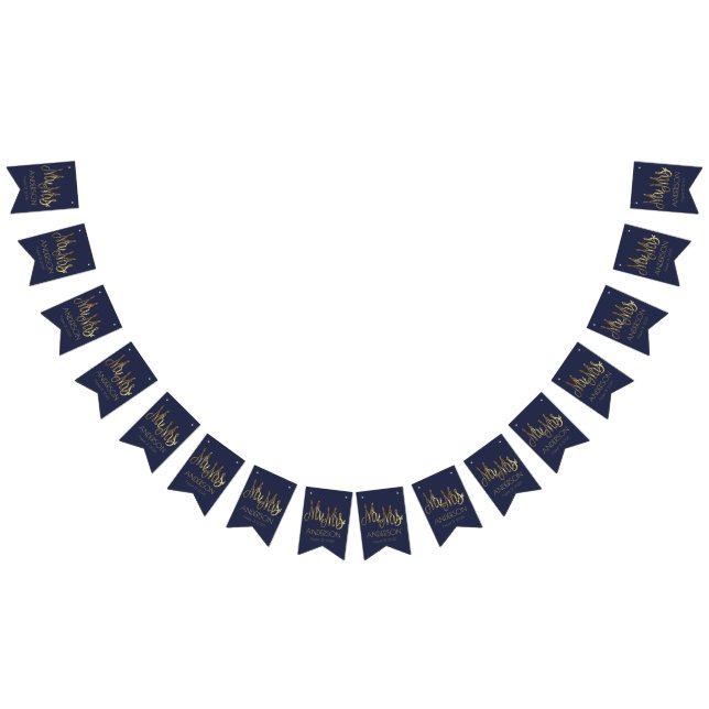 Hochzeits-Party-Flaggen-Marine-Blau und Wimpelkette (Alle)